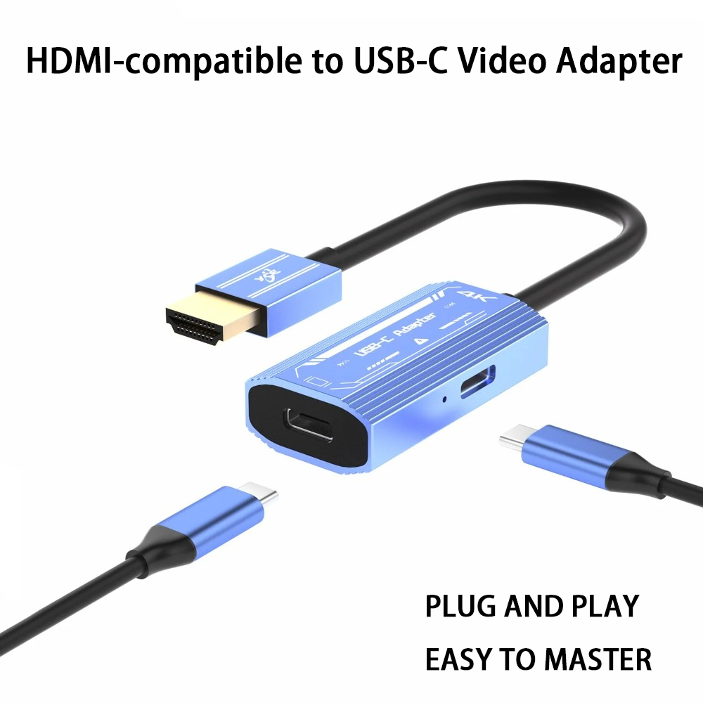 Usb C To Hdmi - อะแดปเตอร์วิดีโอ HDMI‑ที่รองรับ USB‑C แปลงสัญญาณ 4K@60Hz HD