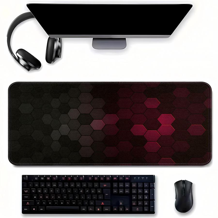 Tech Accessories For Laptop - แผ่นรองเมาส์เทคโนโลยีรังผึ้งสีแดง แผ่นรองเมาส์สำหรับสำนักงาน อุปกรณ์เสริมโต๊ะทำงาน แผ่นรองเมาส์คีย์บอร์ด แผ่นรองคอนโซลเกม แผ่นรองคอมพิวเตอร์