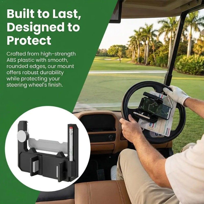 Mobile Tech Accessories - ที่วางโทรศัพท์สำหรับรถกอล์ฟ ติดตั้งบนพวงมาลัยแบบพับได้ สำหรับรถกอล์ฟ Club Car EZGO