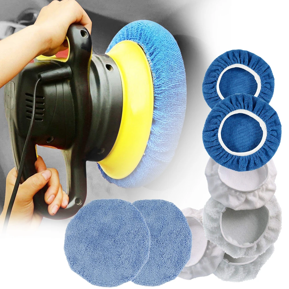 Tech House Accessories - 8ชิ้นแผ่นไมโครไฟเบอร์สำหรับรถยนต์แผ่นขัด10นิ้วหมวกบัฟเฟอร์สำหรับอุปกรณ์เสริมทำความสะอาดรถยนต์บ้าน
