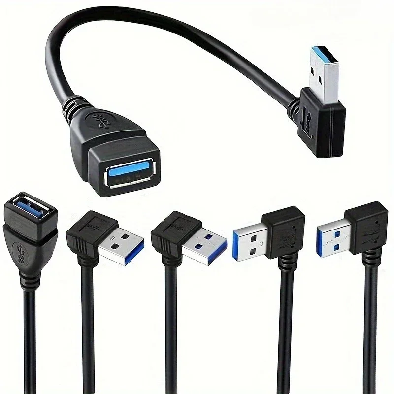 Tech Accessories For Laptop - สายต่อขยายมุมขวา USB 3.0 ข้อมูลความเร็วสูงและการชาร์จอย่างรวดเร็ว 90 °