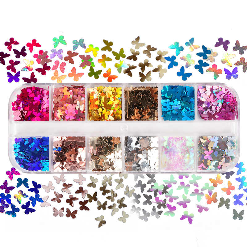 Tech Accessories & Gadgets - ผสมสีเรืองแสงผีเสื้อ Glitter ตัวต่อขนตาอุปกรณ์เสริมเล็บประกายระยิบระยับศิลปะตกแต่ง Professional Peralatan Rias