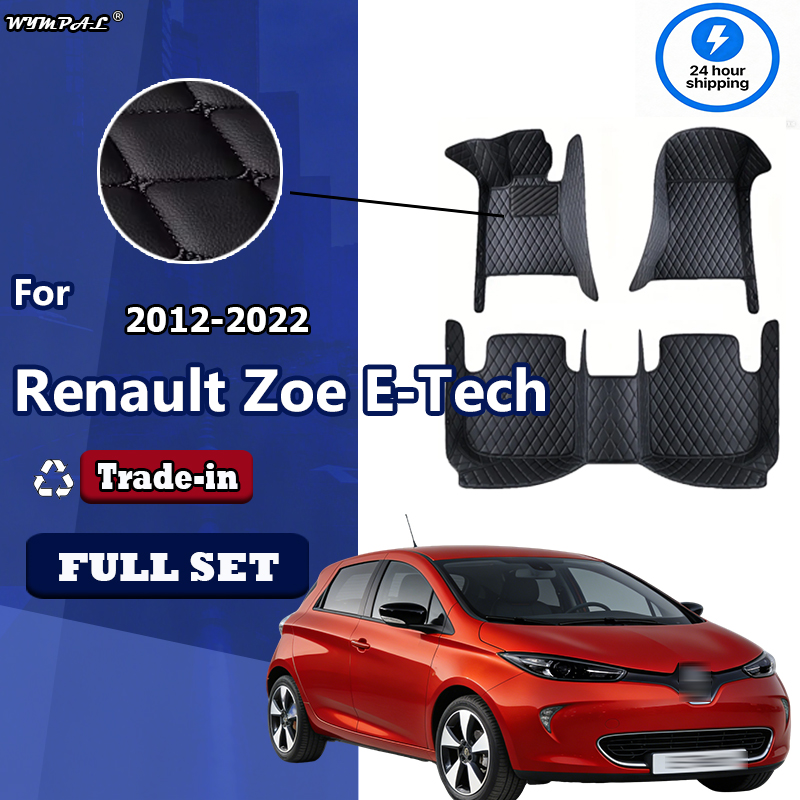 Tech Accessories Store - หรูหราหนังรถเสื่อสำหรับเรโนลต์โซอี-เทคไฟฟ้า 2012 ~ 2022 5 ที่นั่งป้องกันสิ่งสกปรกรถพรมปูพื้นอุปกรณ์เสริมในรถยนต์