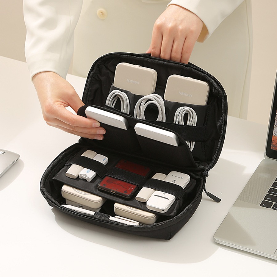 Tech Accessories Travel Organizer Pouch - กระเป๋าจัดเก็บสายไฟแบบพกพาสำหรับเดินทาง ใส่สายชาร์จ โทรศัพท์ อุปกรณ์เสริม กระเป๋าอเนกประสงค์ ของขวัญสำหรับผู้ชายและผู้หญิง