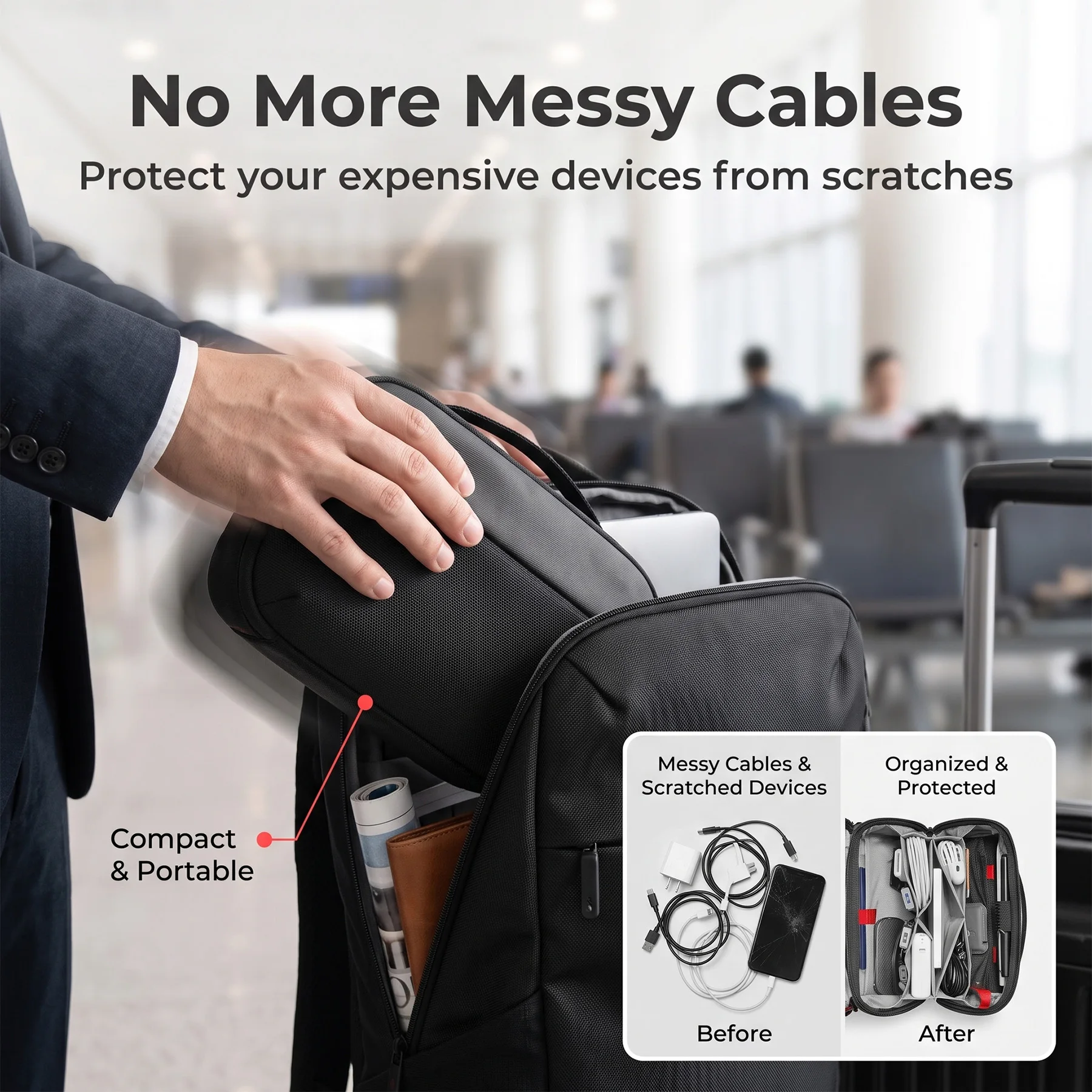 กระเป๋าจัดระเบียบอุปกรณ์เทคโนโ - Tech Accessories Travel Organizer Pouch บทวิจารณ์และราคา