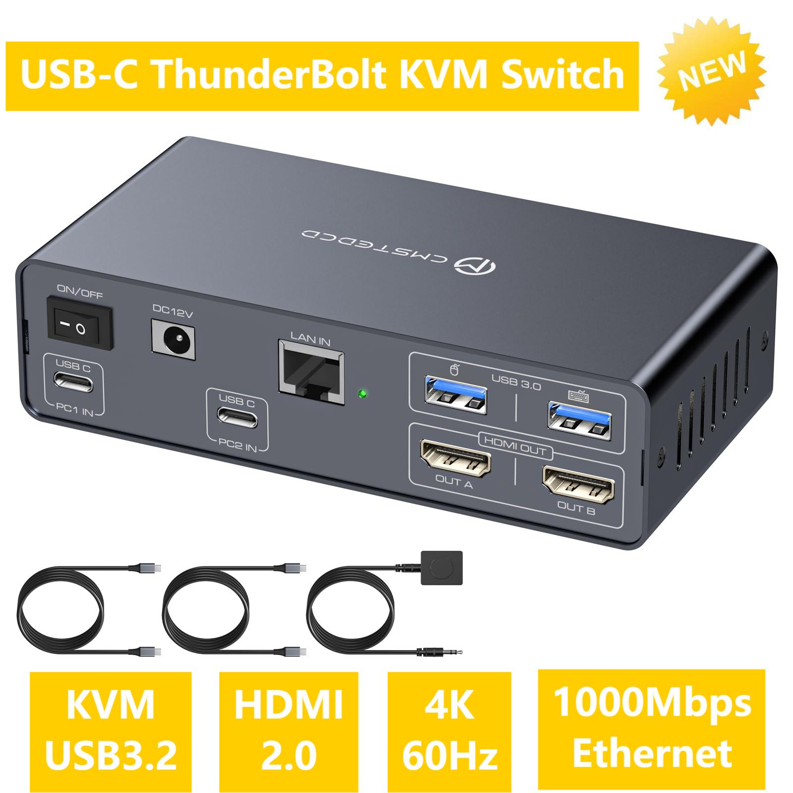 USB C KVM Switch 2 จอภาพ 2 คอม - Usb C To Hdmi บทวิจารณ์และราคา